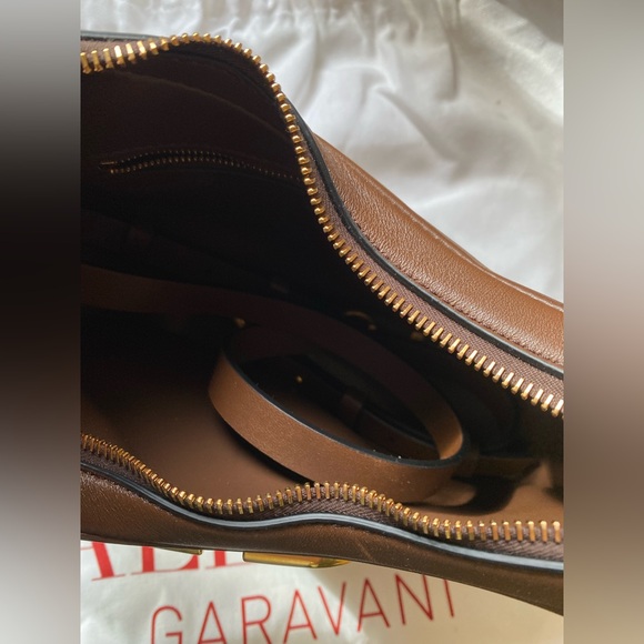 Valentino • NWT Valentino Garavani Roman Stud Sign Leather Shoulder Bag in Brown - Picture 9 of 11